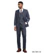 Stacy Adams Men's 3 Piece Hybrid Fit Suit - Large Checker Pattern