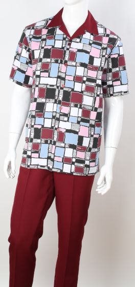 Royal Diamond Men's 2 Piece Walking Suit - Vibrant Geometric Pattern