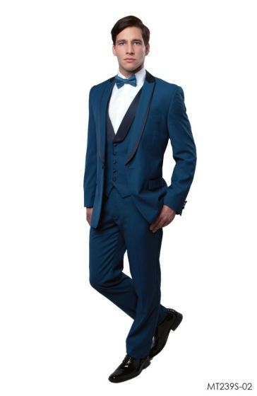 Bryan Michaels Men's 3pc Slim Fit Tuxedo - Satin Collared Vest