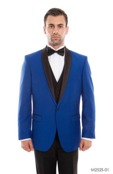 Bryan Michaels Men's 3pc Slim Fit Tuxedo - Layered Lapel