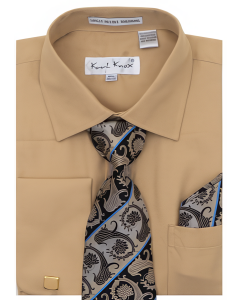 Karl Knox Men's French Cuff Shirt Set - Two Tone Stripes
