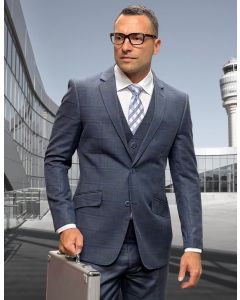 Statement Men's Outlet 3 Piece 100% Wool Modern Fit Suit - Fashion Pattern