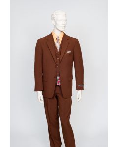 Zacchi Men's 3 Piece Poplin Outlet Suit - Solid Color Side Vents