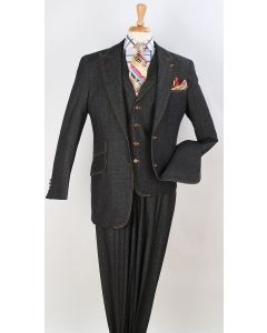 Royal Diamond Outlet Men's 3 Piece Fashion Suit - 100% Cotton Denim