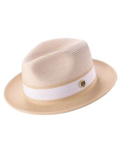 Montique Men's Fedora Style Straw Hat - Accent Stripe