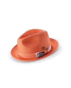 Montique Men's Fedora Style Straw Hat - Accent Bow