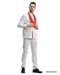 Tazio Men's 2 Piece Skinny Fit Suit - Bold Color Accents
