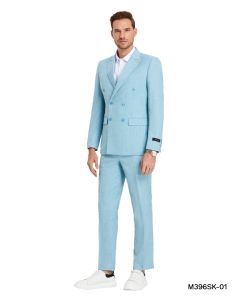 Tazio Men's 2 Piece Skinny Fit Suit - Light Pinstripe