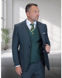 Statement Men's 3 Piece 100% Wool Modern Fit Suit - Double Breasted Vest