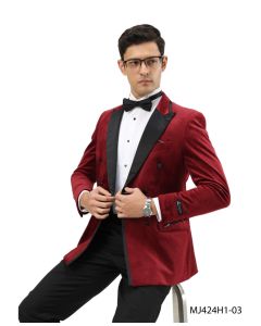 Tazio Men's Double Breasted Fashion Sport Coat - Fashion Velvet