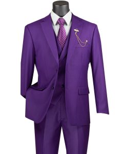 CCO Men's Outlet 3 Piece Modern Fit Suit - Bold Solid Colors