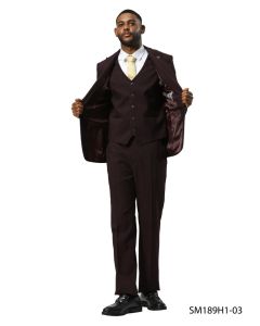 Stacy Adams Men's 3 Piece Hybrid Fit Suit - Tattersall Pattern