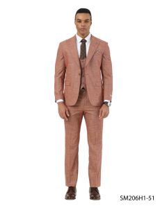 Stacy Adams Men's 3 Piece Hybrid Fit Suit - Textured Windowpane