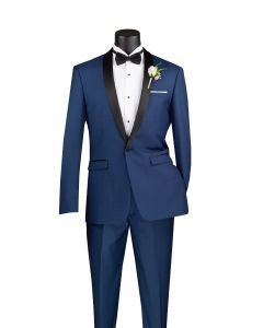 Vinci Men's 2 Piece Wool Feel Slim Fit Tuxedo - Shawl Collar