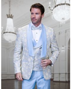 Statement Men's Outlet 3 Piece Wool Tuxedo - Deep Shawl Lapel