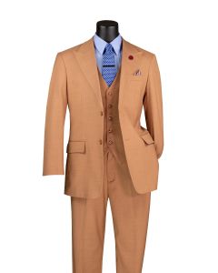 Vinci Men's 3 Piece Executive Suit - Wide Peak Lapel