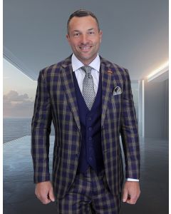 Statement Men's 3 Piece 100% Wool Modern Fit Suit - Solid Color Vest