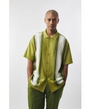 Silversilk Men's 2 Piece Short Sleeve Walking Suit - Notched Stripes