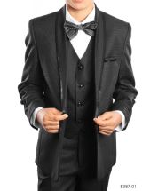 Tazio Boy's 5 Piece Suit with Shirt & Tie - Shawl Lapel