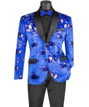 Vinci Men's 2 Button Sport Coat - Detailed Floral Design