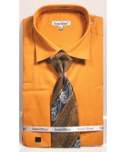 Daniel Ellissa Men's Outlet 100% Cotton French Cuff Shirt Set - Solid