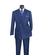 Vinci Men's 2 Piece Double Breasted Suit - Banker Pinstripe