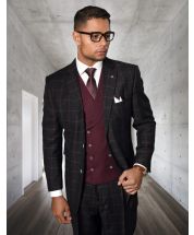 Statement Men's 3 Piece 100% Wool Modern Fit Suit - Bold Accent Color