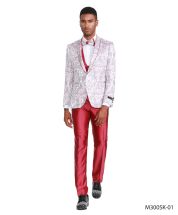 Tazio Men's 4 Piece Skinny Fit Suit - Blooming Flowers