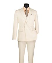Vinci Men's 2 Piece Slim Fit Double Breasted Suit - Solid Color