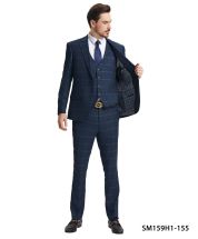 Stacy Adams Men's 3 Piece Hybrid Fit Suit - Bold Plaid