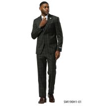 Stacy Adams Men's 3 Piece Hybrid Fit Suit - Glen Plaid
