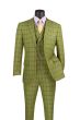 CCO Men's Outlet 3 Piece Windowpane Suit - Double Breasted Vest