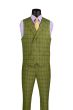 Vinci Men's 3 Piece Windowpane Suit - Double Breasted Vest