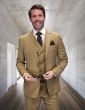Statement Men's 3 Piece 100% Wool Fashion Suit - Modern Grid