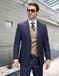 Statement Men's 3 Piece 100% Wool Fashion Suit - Contrast Colors