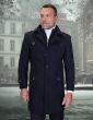 Statement Men's 3/4 Length 100% Wool Top Coat - Unique Zipper