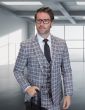 Statement Men's 3 Piece 100% Wool Modern Fit Suit - Plaid Pattern